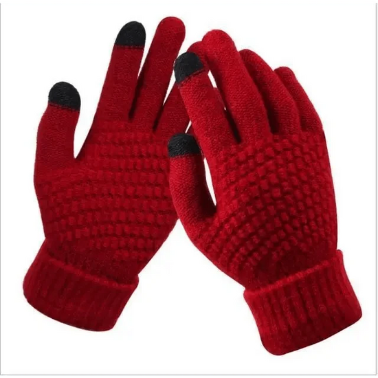 Women Winter Touch Screen Gloves Thicken Warm Knitted Stretch Gloves For Winter Wool Full Finger Outdoor Skiing Gloves Unisex Winter Gloves Women Touch Screen Gloves Knitted Gloves for Girls Stylish Winter Gloves