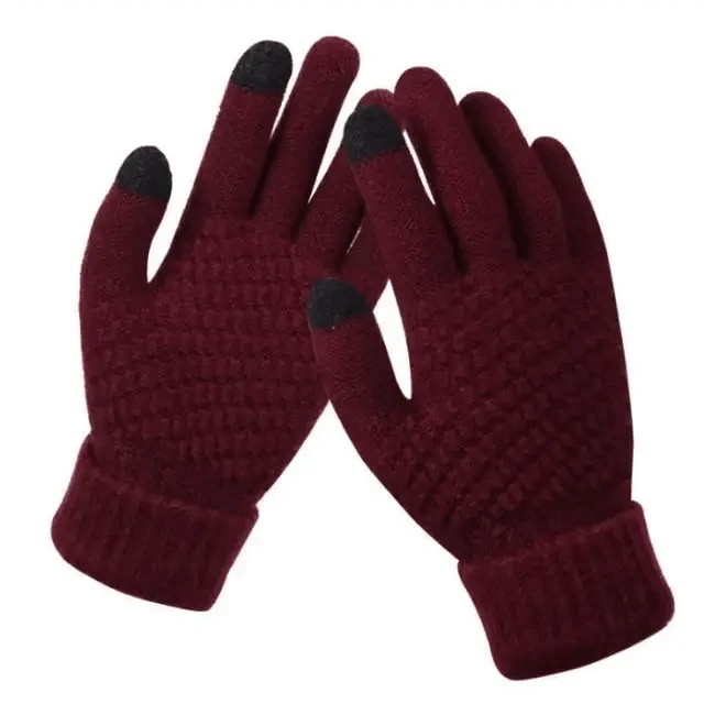 Women Winter Touch Screen Gloves Thicken Warm Knitted Stretch Gloves For Winter Wool Full Finger Outdoor Skiing Gloves Unisex Winter Gloves Women Touch Screen Gloves Knitted Gloves for Girls Stylish Winter Gloves