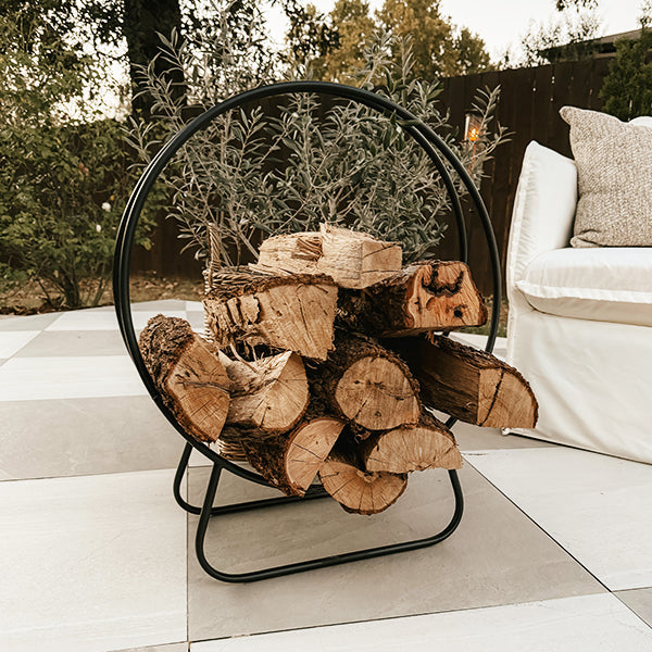 Black Iron Loop Fireplace Log Holder
