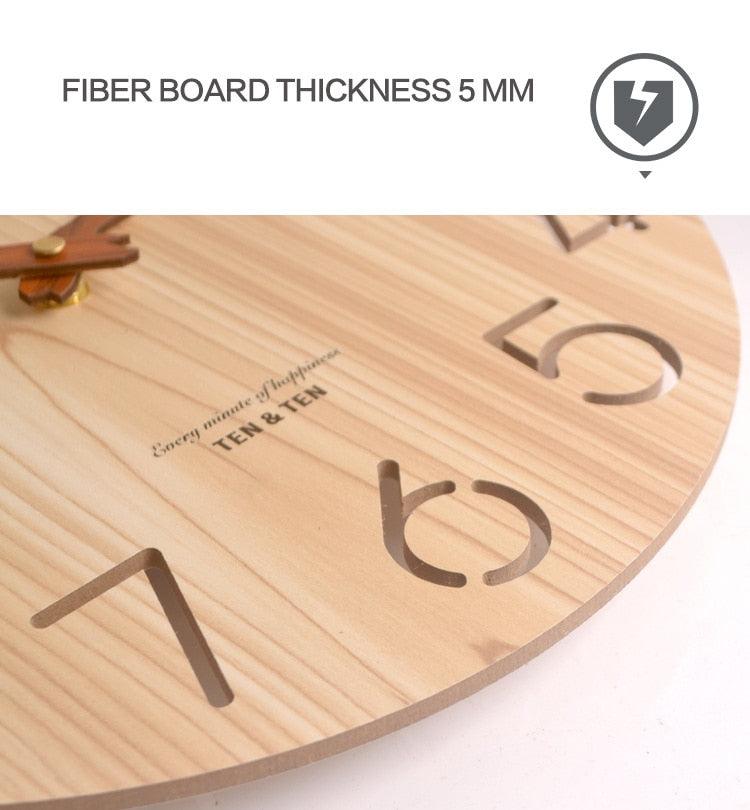 Wooden 3D Wall Clock Modern Design Nordic Room Decoration Kitchen Clock Art Hollow Wall Watch Home Decor Children's Room Decoration Kitchen Clock Art Hollow Wall Watch Home Decor 12 Inch
