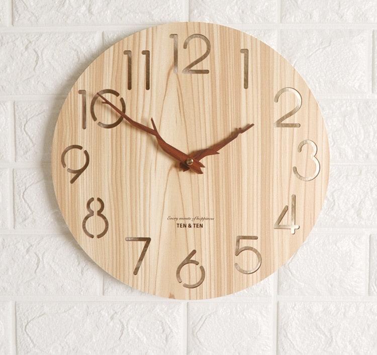 Wooden 3D Wall Clock Modern Design Nordic Room Decoration Kitchen Clock Art Hollow Wall Watch Home Decor Children's Room Decoration Kitchen Clock Art Hollow Wall Watch Home Decor 12 Inch