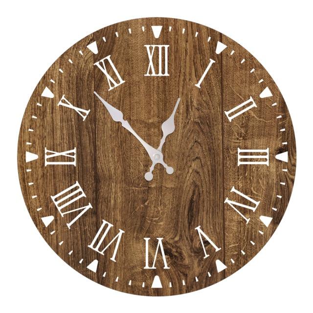 Wooden Wall Clock 10 Inch Silent Non Ticking Quartz Wall Clock 10 Inch Silent Non-Ticking Wooden Wall Clocks Battery Operated Country Retro Rustic Style Decorative for Living Room Kitchen  Retro Fashion Wood Wall Clock Decorative for Living Room Kitchen