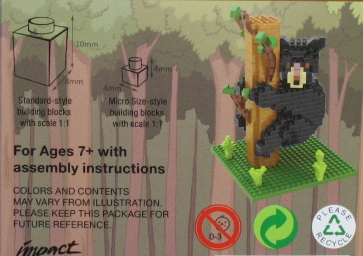 Black Bear on Tree Mini Building Blocks