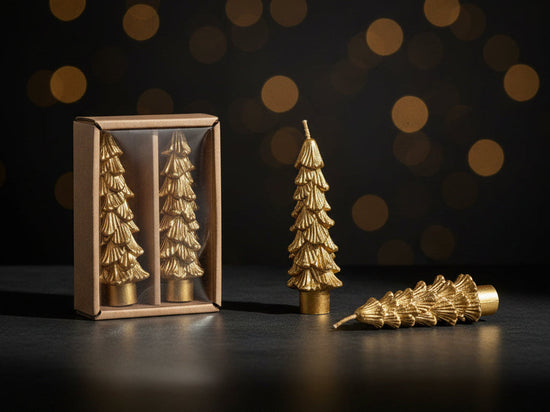 Unscented 5" Set of 2 Tree Shaped Taper Candles