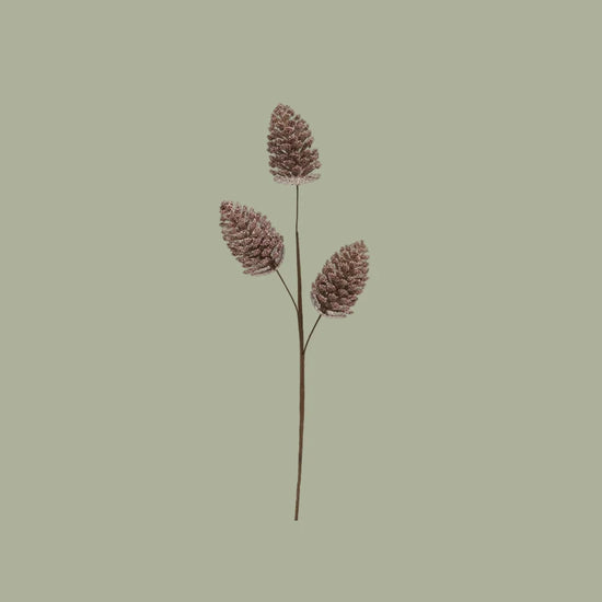 24"H Faux Beaded Pinecone Stem w/ Glitter, Champagne Finish