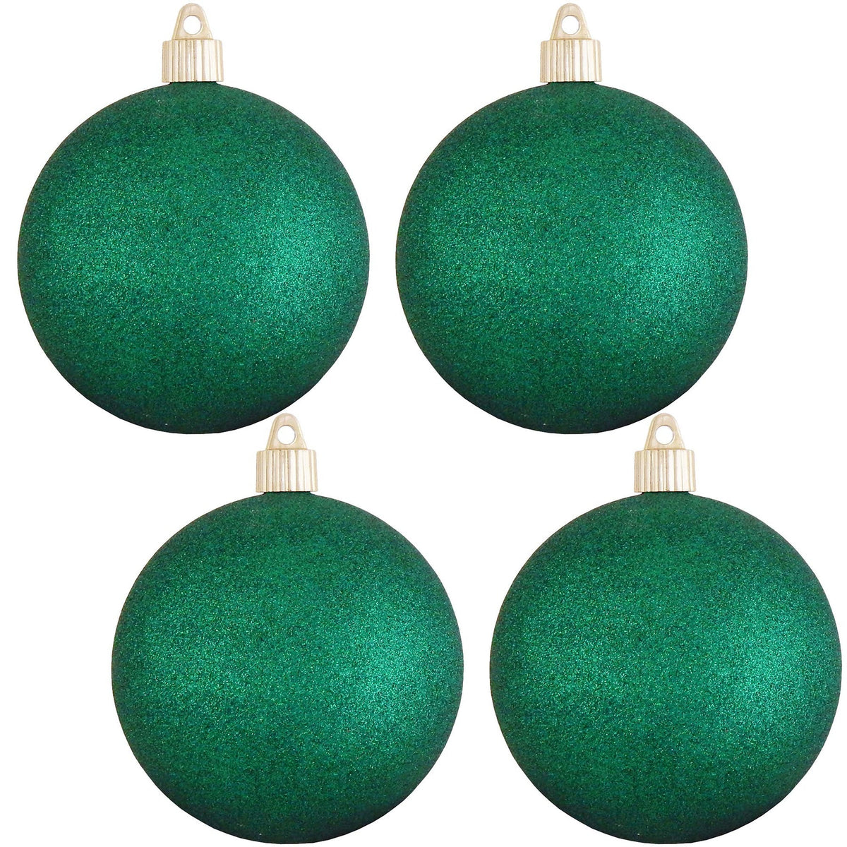 4" (100mm) Commercial Shatterproof Ball Ornament - Emerald Green Glitter - 4 Pack