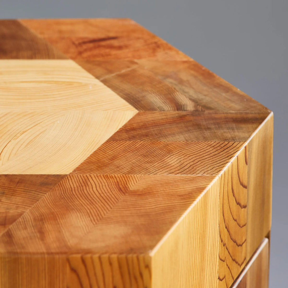 Jindai Cedar Stool - Yosegi Pair Stool Edition