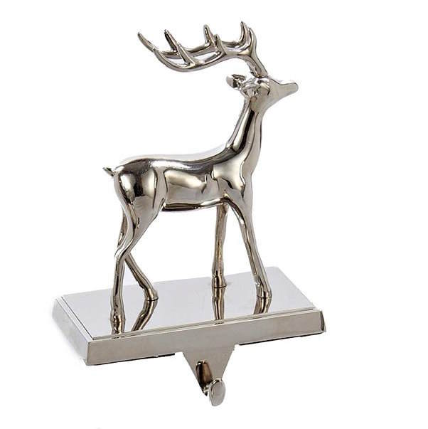 Silver Metal Reindeer Stocking Hanger -