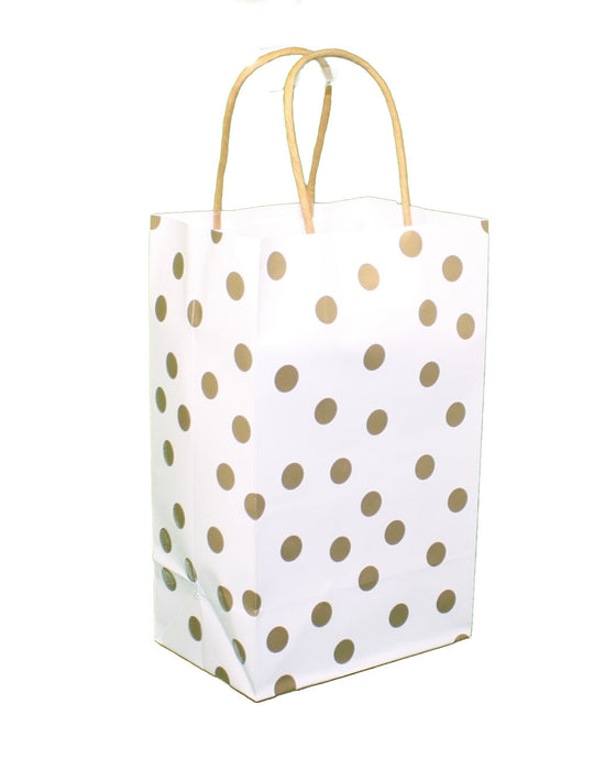 Junior Cub White With Metallic Gold Kraft Gift Bag Set of 8