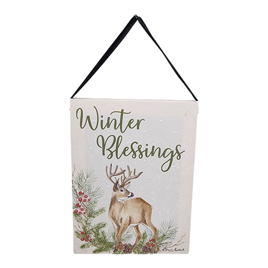 Fiber Optic Lighted Canvas Art - Winter Blessing Deer
