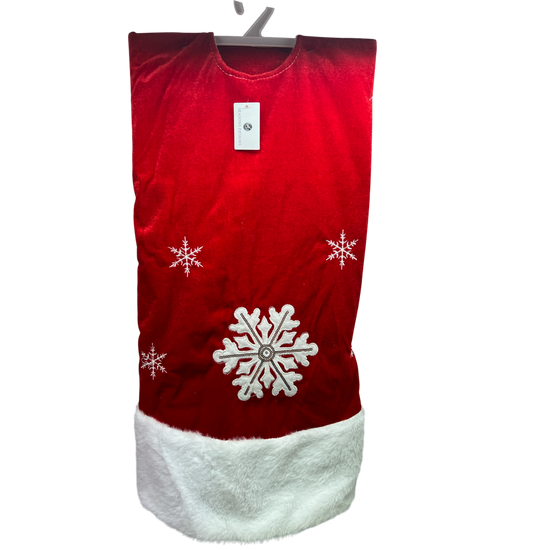 48" Christmas Red W/Wht Snowflake Tree Skirt